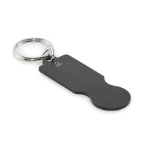 Llavero de aluminio reciclado con ficha Negro