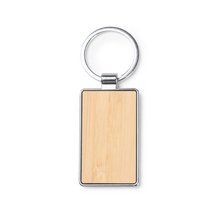 Llavero de bambú con acabado de metal Rectangular