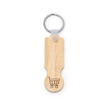 Llavero de bambú con moneda para carro Crudo