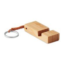 Llavero Bambú con Soporte Móvil Madera