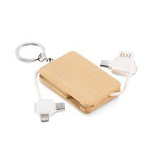 Llavero con carcasa de bambú y cables de carga Madera