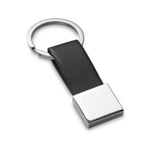 Llavero Elegante de Metal con tira de Pu Negro