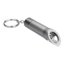 Llavero con linterna led y abridor Gris Piedra