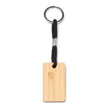 Llavero de madera con cordón en poliéster Rectangular