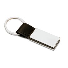 Llavero de metal con cinta de polipiel Negro