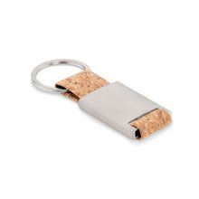Llavero Metal con Tira de Corcho Beig