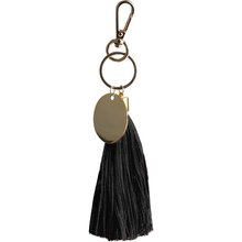 Llavero con pompón y chapa Negro