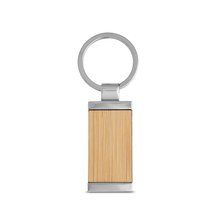 Llavero rectangular de bambú y metal