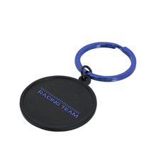 Llavero redondo de aluminio negro Azul