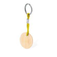 Llavero redondo de bambú con cordón Ama
