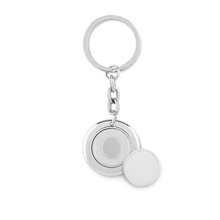 Llavero redondo con moneda para carro de compra Plata Brillo