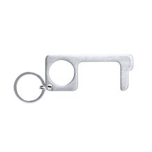 Llavero higiénico anti-contacto de acero inox. Plat