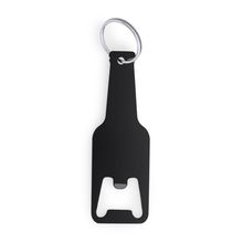 Llavero abridor de aluminio con forma de botella Negro