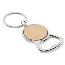 Llavero aluminio reciclado abrebotellas Madera