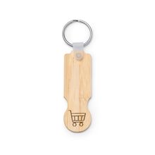 Llavero de bambú con moneda para carro Crudo