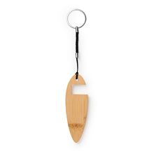 Llavero de bambú natural con soporte para móvil Crudo