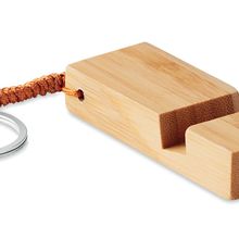 Llavero Bambú con Soporte Móvil Madera