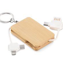 Llavero con carcasa de bambú y cables de carga Madera
