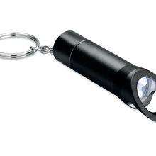 Llavero con linterna led y abridor Negro
