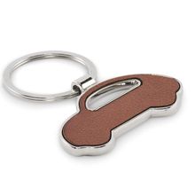 Llavero metálico coche cuero reciclado Marrón