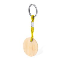 Llavero redondo de bambú con cordón Ama