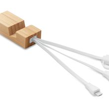 Llavero soporte móvil y cables de carga Madera
