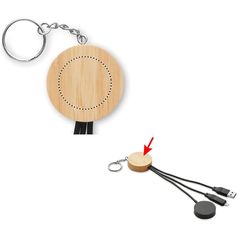 Llavero con cable carga móvil y reloj | BAMBOO PART | 30 x 30