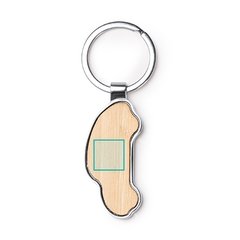 Llavero de bambú y metal con forma de coche | ZONA1 | 20 x 10