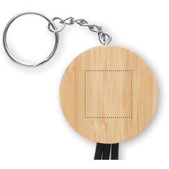 Llavero con cable carga móvil y reloj | BAMBOO PART | 30 x 30