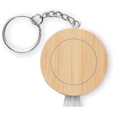 Llavero con cable carga móvil y reloj | BAMBOO PART BACK | 30 x 30