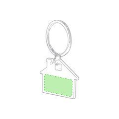 Llavero casita en acero inox | Centrado cara A | 25 x 18