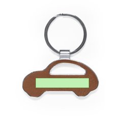 Llavero de Cuero Reciclado Marrón | Casa cara A | 30 x 6