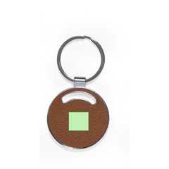Llavero de Cuero Reciclado Marrón | Círculo cara A | 25 x 20