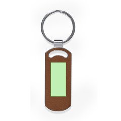 Llavero de Cuero Reciclado Marrón | Rectángulo cara a | 35 x 15