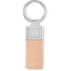 Llavero madera caucho rectangular | SIDE 1 METAL | 15 x 12