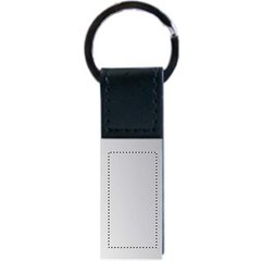 Llavero de metal con cinta de polipiel | Frontal | 15 x 30