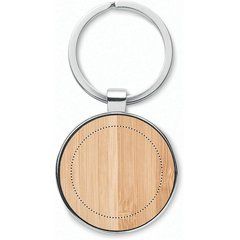 Llavero Metal con Esfera de Bambú | Frontal | 30 x 30