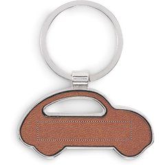 Llavero metálico coche cuero reciclado | Lado 1 | 40 x 8