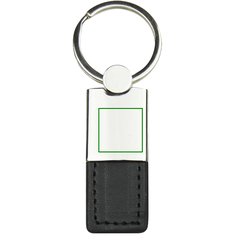 Llavero rectangular en PU y metal | Frontal | 17 x 17