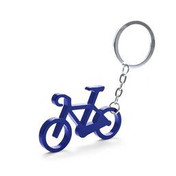 Llavero publicitario con forma de bicicleta Azul