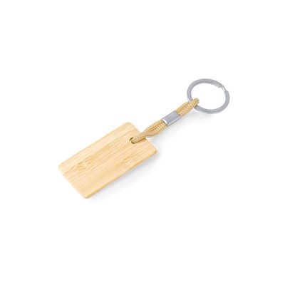 Llavero de bambú con cordón de colores