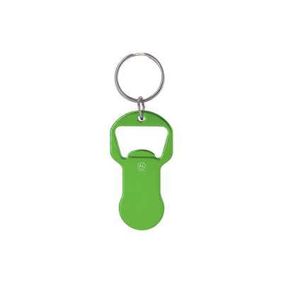 Llavero con moneda carro y abridor de aluminio reciclado Ver