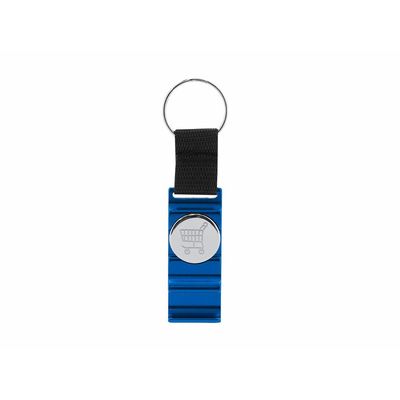 Llavero con moneda y soporte Azul