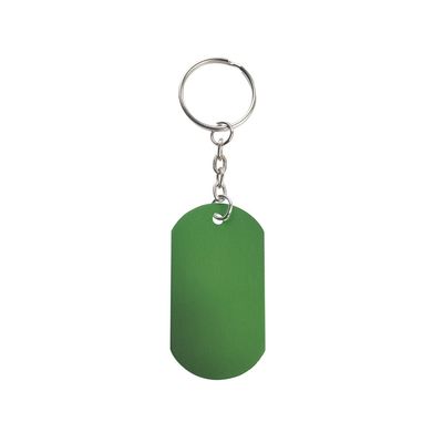 Llavero metálico con forma de chapa militar Ver