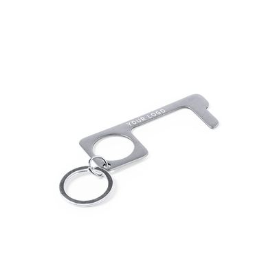 Llavero higiénico anti-contacto de acero inox.