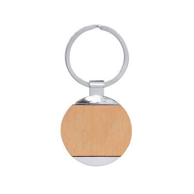 Llavero de metal y madera natural Acir