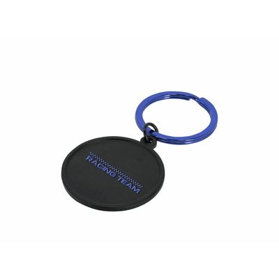 Llavero redondo de aluminio negro Azul