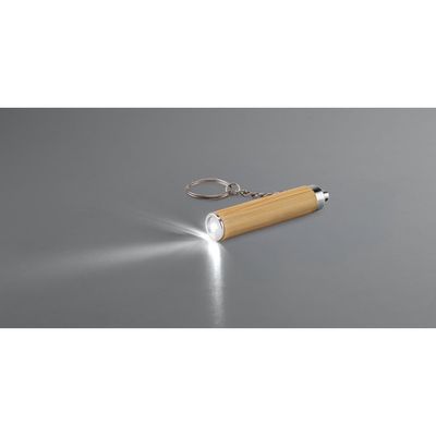 Llavero de bambú con linterna LED