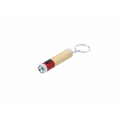 Llavero Linterna LED Bambú y ABS Roj