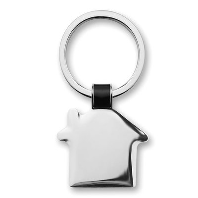 Llave publicitario con forma de casa y acabado níquel Negro